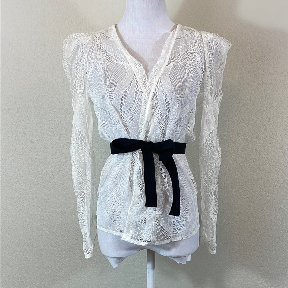 Maje White Lace Blouse Cardigan Size 2